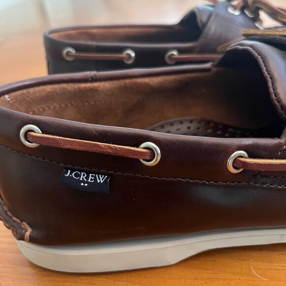 Men's J Crew Leather Boat Shoes Brown Size 10 NWOT - Picture 5 of 10